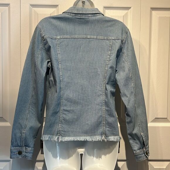 Nanette Lepore Blue/White Striped Denim Jacket Size Small - Picture 8 of 12